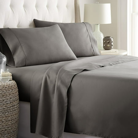 Hotel Quality Sheet Set Full Xl Size Solid Dark Gray Luxury Double Brushed 100 Microfiber Easy Fit Wrinkle And Fade Resistant 15 Inch Deep