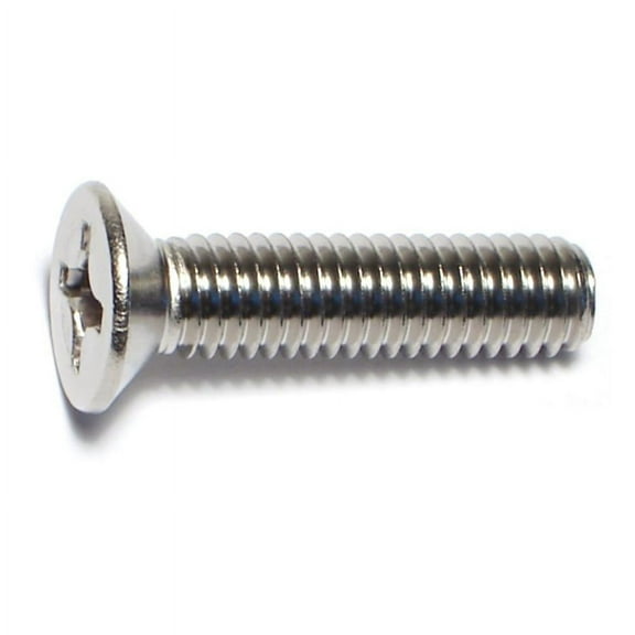 6mm-1.0 x 25mm A2 Stainless Steel Coarse Thread Phillips Flat Head Machine Screws