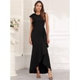 thumbnail image 4 of Vestido largo formal FQA negro, vestido de noche de cóctel para mujer, 4 of 6