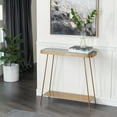 thumbnail image 2 of DecMode 32" x 32" Gold Metal 1 Shelf Console Table with Shaded Glass Top, 1-Piece, 2 of 8
