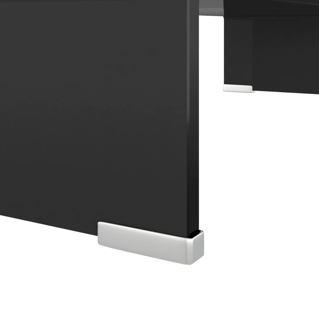 Kepooman Modern Rectangle Glass Computer LCD Desktop Shelf for Bedroom, 23.6" x 9.8" x 4.3", Black Kepooman Modern Rectangle Glass Computer LCD Desktop Shelf for Bedroom, 23.6" x 9.8" x 4.3", Black