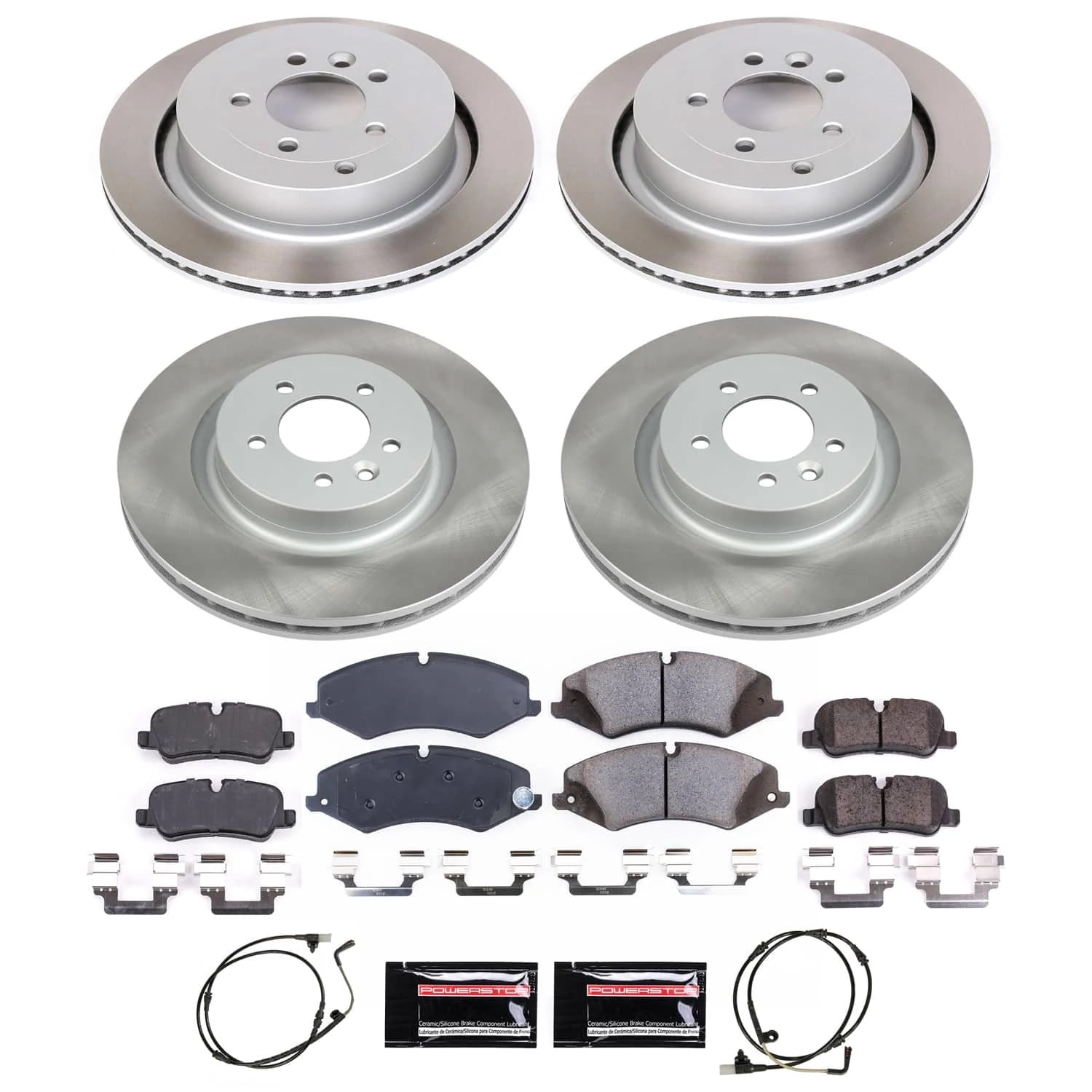 PowerStop Front and Rear Semi-Coated Rotor and Low-Dust Ceramic Brake Pad Kit SC6227