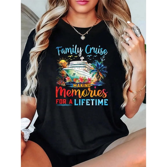 Family Cruise 2026 Family Summer Vacation Matching Cruise T-Shirt - 100% Cotton T Shirts for Women, Summer Tops Clothes,Suitable For All Seasons
