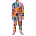 thumbnail image 3 of Disketp Colorful Summer Fruit Table for Pajamas Set Long Sleeve Sleepwear Mens Button Down Nightwear Pj Sets-Medium, 3 of 7