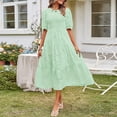 thumbnail image 1 of Robes Maxi pour Femmes Robe à Col Rond Décontractée à Manches Courtes Unie à Taille Superposée en Mousseline avec Ceinture Robe à Manches Courtes en Liquidation, 1 of 9