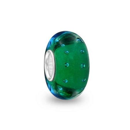 Green Claddagh Charm - Teal Blue Green Bubble Murano Glass Sterling Silver Core Spacer Bead Fits European Charm Bracelet For Women For Teen