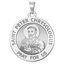 Saint Peter Chrysologus Religious Medal  - 2/3 inch Size of Dime, Sterling Silver