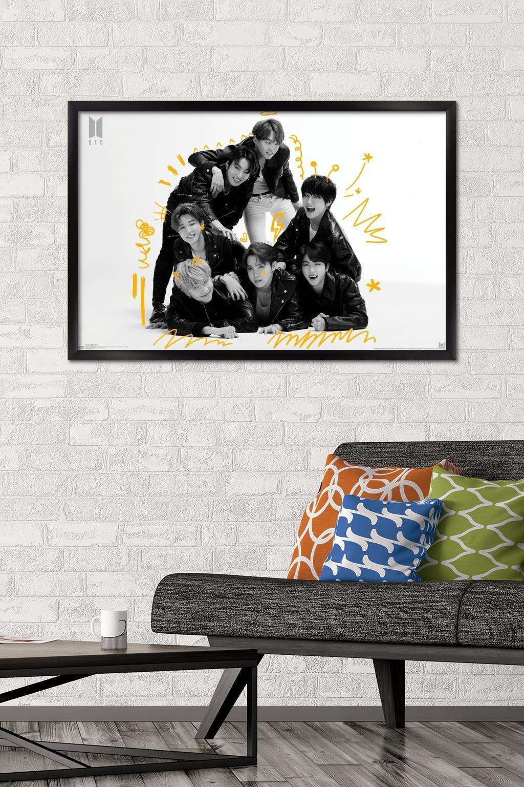 BTS - MOS7 - BW Wall Poster, 22.375" x 34", Framed