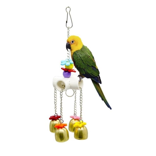 Parrot Hanging Bell Toys Handmade Colorful Chew Toys Wind Chimes Birds Cage Accessories Pet Products He Qiyong unisex