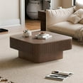 thumbnail image 4 of LKTART Square Coffee Table for Living Room,Fluted Drum Accent Tea Center Table with Storage,Solid Wood Modern Coffee Tables for Small Space Of Apartment (31.5" L×31.5''W×14''H-Walnut), 4 of 9