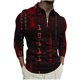 thumbnail image 1 of Hombres Sudaderas de Suéter Solapa Rayas Cremallera de Manga Corta Superior, Deportes Casual para el Uso Al Aire Libre, 1 of 1