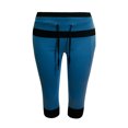 thumbnail image 6 of Olyvenn Women's Summer High Waist Full Length Long Pants ed Solid Color Capris Color Matching Slim Fitting Yoga Gym Pants Female Fashion Dark Blue 12, 6 of 6