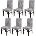 thumbnail image 1 of Dining Chair Covers Stretch Spandex High Back Dining Chair Slipcovers Protective Decorative Cover Set Removable Chair Seat Covers for Dining Room Wedding Banquet Party (Grey-04, 6 Pack), 1 of 8