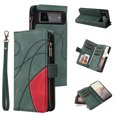 thumbnail image 1 of Zipper Wallet Case for Google Pixel 6 Large Capacity Card Slots Holder Magnetic Clasp Cover, Luxury PU Leather Anti-Shock Flip Folio Case with Kickstand Wrist Strap Handbag Protective Case,Green, 1 of 7