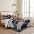 thumbnail image 5 of King Quilt Set 96''x106'', Navy Blue Burnt Orange Lightweight Summer Bedspread Coverlet Set with 2 Pillow Shams, Retro Geometric Abstract Breathable All Season Quilt Bedding for Bedroom/Guest Room, 5 of 9