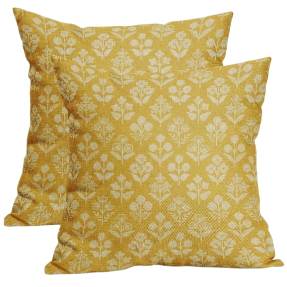 Floral Printed Throw Pillow Cover For Living Room Sofa, Decorative Home Accent With Soft Fabric, 18X18 Inch Cushion Case For Bedroom, Office, Bedside, And Dining Room