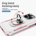 thumbnail image 3 of Nalacover Rugged Case for iPhone 15 Pro with Rotated Ring Holder Kickstand Bracket, Military Grade PC + TPU Shockproof Cover with Magnetic Car Mount Lens Protective Case, White/Pink, 3 of 11