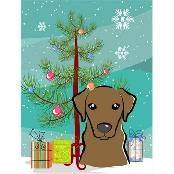 Christmas Tree And Chocolate Labrador Flag Garden Size