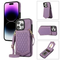 Feishell Crossbody Wallet Case for iPhone 12 Pro/12, [RFID Blocking] Credit Card Holder Shoulder Strap,PU Leather Purse with Back Mirror Flip Women Girls Cover For iPhone 12/12 Pro, Purple
