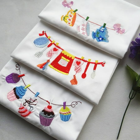 

Ludlz Tea Towel Embroidered Soft Touching Cotton Delicate Texture Towel Cloth for Dorm