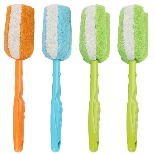 GOOHOCHY 4 cepillos de limpieza para botellas, cepillos largos para botellas, cepillos para tazas, cepillos de mango largo para botellas.
