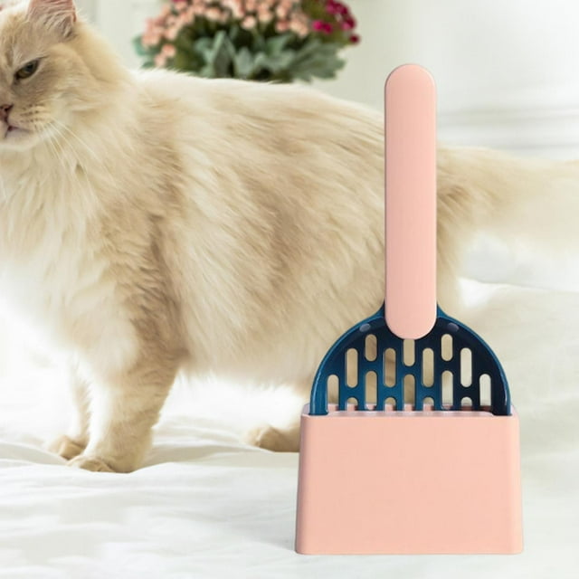 Recogedor para gatos con Soporte para arena Perfecl Rosado Azul