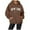Brown, variant on New Women's Letter Printed Round Neck Oversized Hooded Pullover Hoodie – Long Sleeve Cozy Drawstring Y2K Fall Streetwear Sweatshirt
