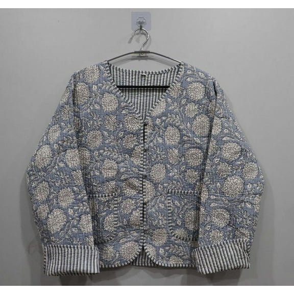 Indian Quilted Cotton Patchwork Jacket, Lightweight & Warm Layering Piece for Every Season, Ideal Gift for Fashion Lovers Christmas Gift_XXL