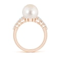 thumbnail image 2 of Angara Freshwater Cultured Pearl Ring with Graduated Diamonds in 14K Rose Gold for Women | June Birthstone Jewelry for Her, 2 of 8