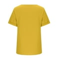 thumbnail image 3 of Olyvenn Women Summer Cotton Linen Short Sleeve Tops Casual Crew Neck Solid Color Plus Size T Shirt Summer Loose Blouse Tops Yellow XXL, 3 of 6