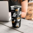 thumbnail image 4 of 20oz Tumblers Black Halloween Ghosts and Pumpkins Stainless Steel Vacuum Insulated Double Wall Travel Tumbler Cups Mug with Lid and Straw,Cleaning Brush for Cold & Hot Drinks, 4 of 7