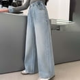 thumbnail image 6 of ZXLBBD Girls Elastic Waisted Wide Leg Denim Pants with Rhinestone Embroidery Trousers for Kids Youth Fall Fashion Casual Outdoor,Blue,Size 11 Y-12 Y, 6 of 7