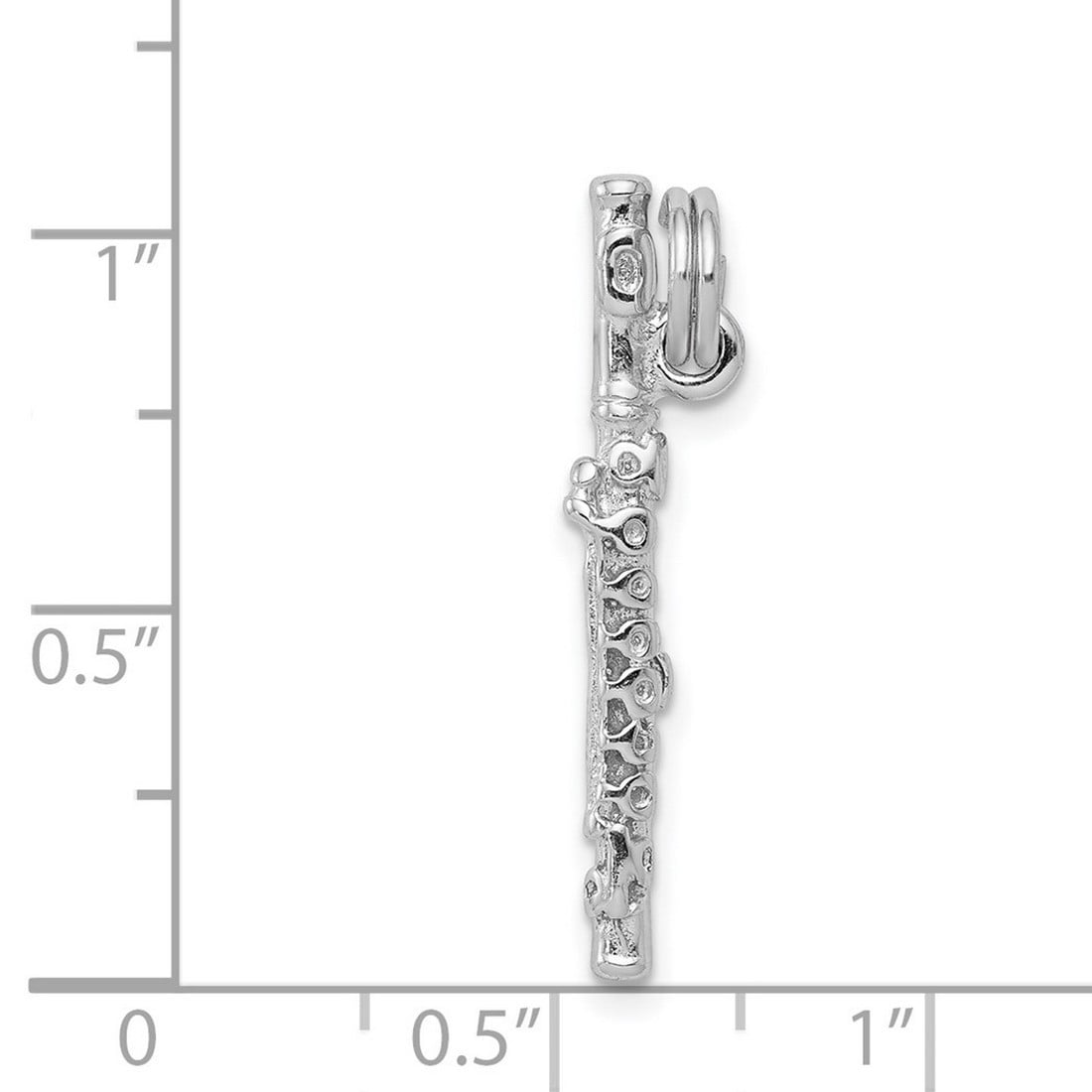 925 Sterling Silver Solid Polished Flute With Spring-Ring Charm 25x4mm Wide Charm for Women