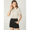 thumbnail image 2 of INSPIRE CHIC Blusa De Gasa Con Cuello Peter Pan Y Manga Corta Con Lunares Para Mujer Blanco crema S, 2 of 6
