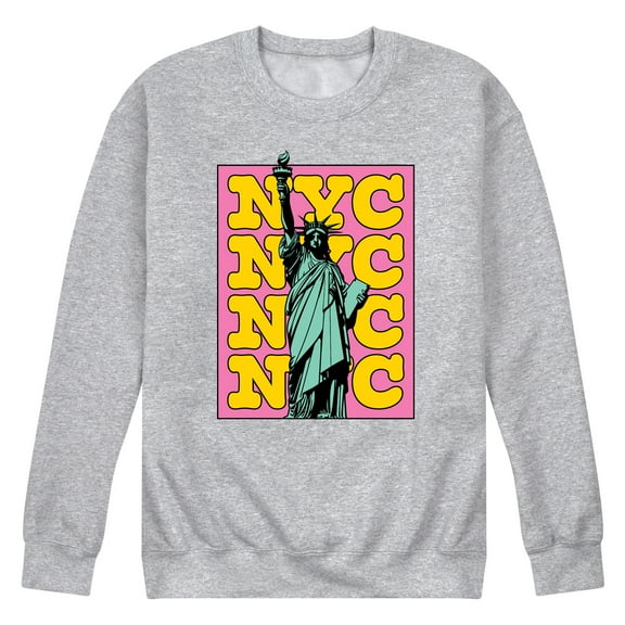 Instant Message - NYC Statue Of Liberty - Men's Crew Neck Fleece Pullover