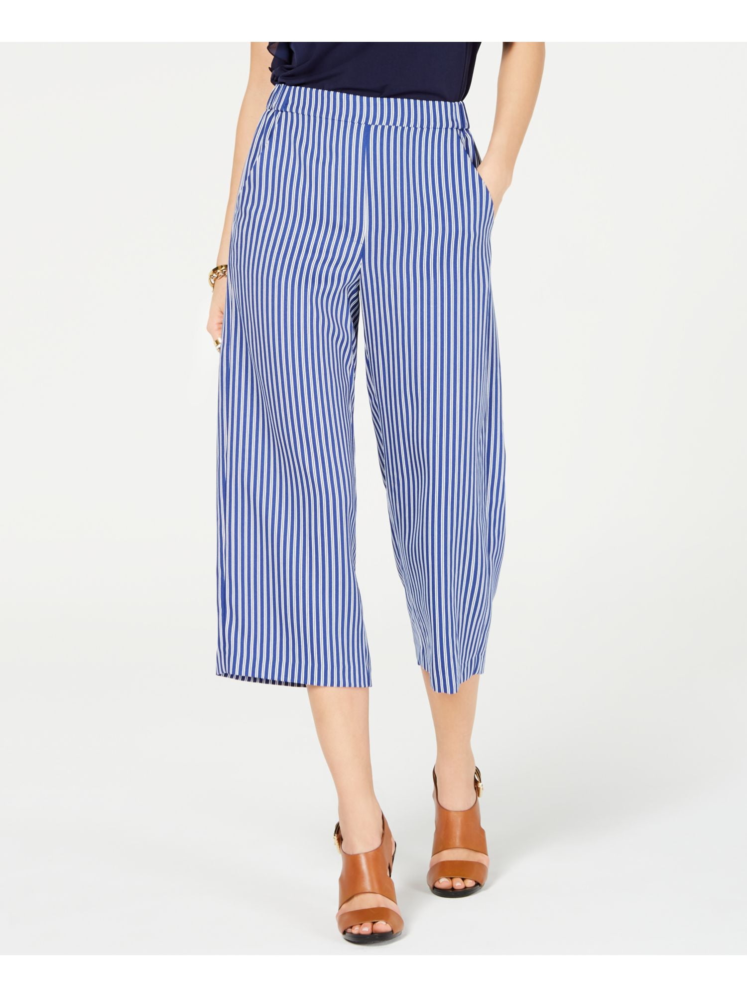 Michael Kors - MICHAEL KORS Womens Blue Striped Cropped Pants Size 4 - Walmart.com - Walmart.com
