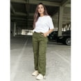 thumbnail image 2 of Women's High Waisted Cargo Pants - Baggy Y2K Wide Leg Pants with Pockets, Warm Thermal Streetwear for Winter Christmas New Year Outfits, 2 of 6