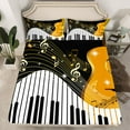 thumbnail image 2 of Manfei Music Instrument Piano Twin Sheet Sets,Musical Notes Twin Fitted Sheet,Gold White Black Flat Sheet For Kids,Luxury Bedroom Decor,3pcs, 2 of 7