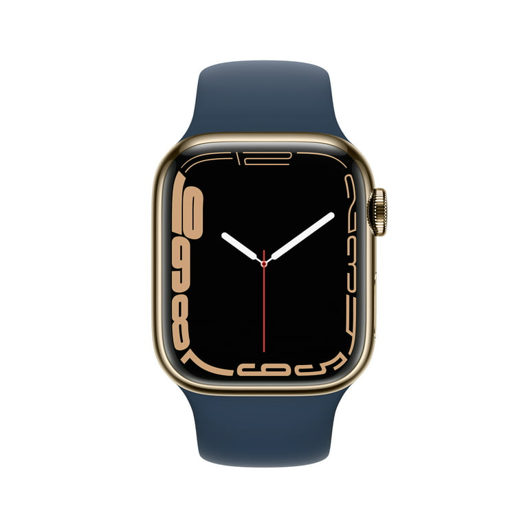 Apple Watch Series 7 GPS + Cellular, 41mm Gold Stainless Steel with Abyss  Blue Sport Band - Regular