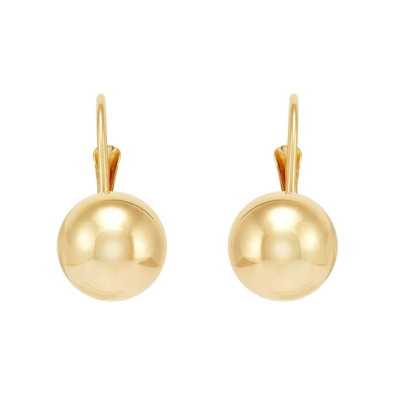 Brilliance Fine Jewelry 10K Yellow Gold Hollow 8MM Ball Drop Leverback Earrings