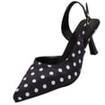 thumbnail image 3 of Women Shoes Slingback Heeled Sandals for Women Wide Width Classic Polka Dot Satin Pointed Closed Toe Thin Stiletto High Heel Adjustable Buckle Dress Pumps Women Shoes Casual Dress Black Heels Summer, 3 of 10