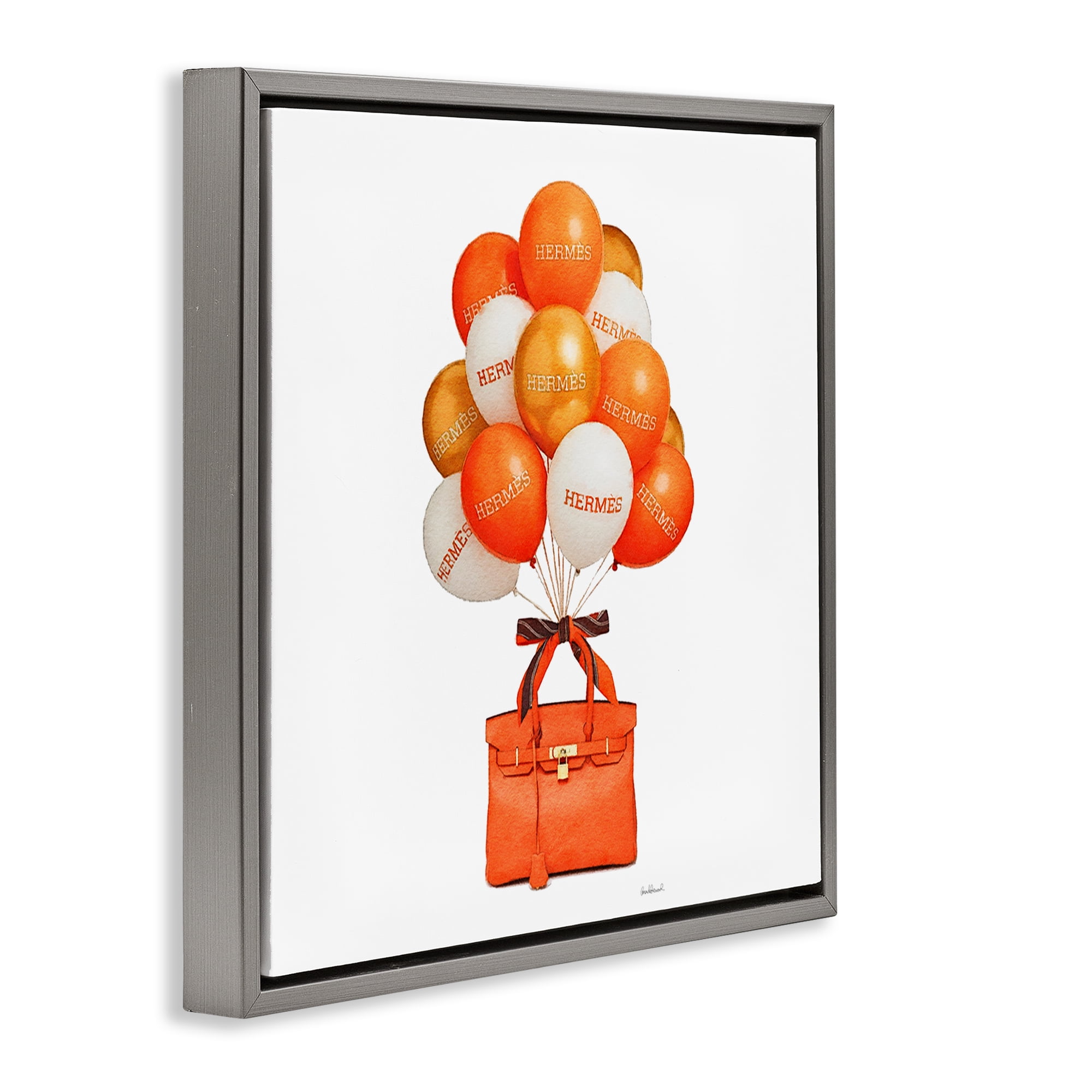 Stupell Industries Orange Handbag & Balloons Gray Framed Floater Canvas Wall Art, design by Amanda Greenwood