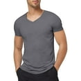 thumbnail image 2 of Letdown Men’s Short Sleeve V Neck T Shirt Solid Color Breathable Moisture Wicking Casual Summer Tee, 2 of 5