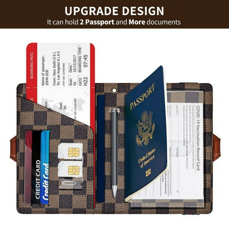 Checkered Passport Holder Cover Wallet for Women Men with Vaccine Card  Slot, RFID Blocking Leather Card Case Travel Document Organizer, Cute Gift  