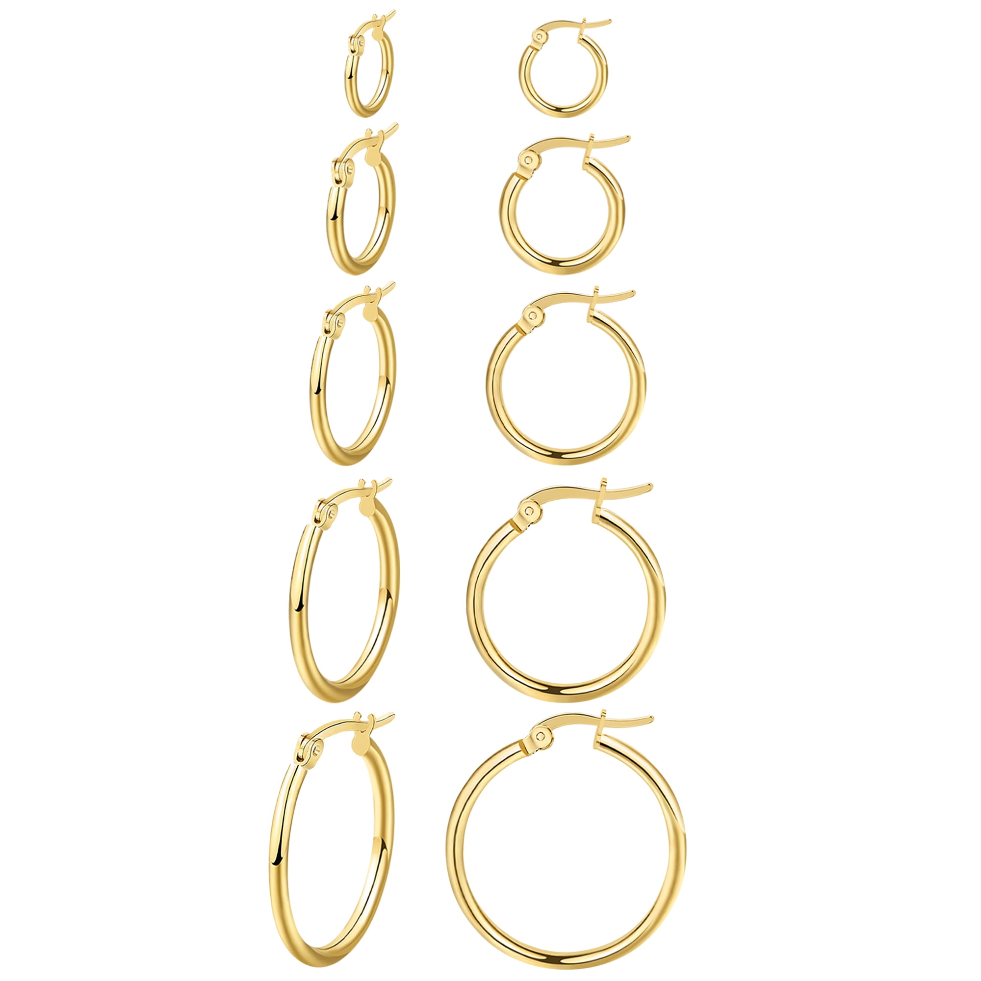Adoyi Gold Hoop Earrings Set for Women Stud Post Earrings for Women ...