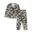 thumbnail image 1 of Fotbe Flowers Conjunto de Pijama de Manga Larga para Mujer con Estampado, Ropa de Dormir de 2 Piezas, Conjunto de Casa Suave y Cómodo con Bolsillos-XX-Large, 1 of 7