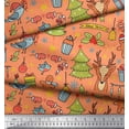 thumbnail image 2 of Soimoi Poly Georgette Fabric Gift Box,Snowman & Tree Christmas Printed Fabric 1 Yard 42 Inch Wide, 2 of 3