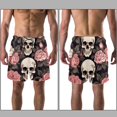 thumbnail image 3 of luoweisi Men's Beach Shorts Quick Dry Swim Trunks with Mesh Lining Roses and Skull S, 3 of 5