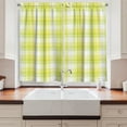 thumbnail image 2 of Ambesonne Yellow Plaid Kitchen Curtains, Ombre Lines Squares, 55"x30", Mustard White Apple Green, 2 of 3