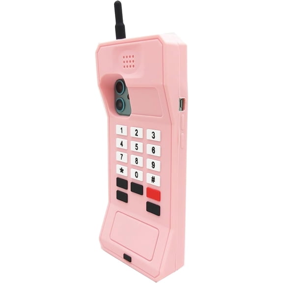 iPhone 11 Case Cute iPhone 11 Case Stand 3D Cartoon Retro Classic Cellular Phone Shaped Soft Silicone Rubber Cover Teen Girls Women Cute Phone Cases Protector for iPhone 11-6.1" (Pink)